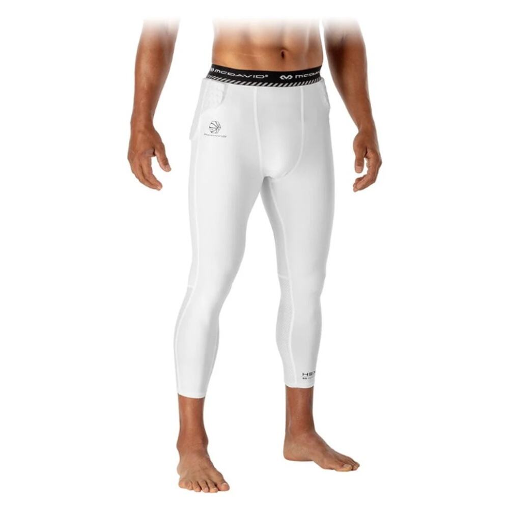 NWT McDavid White Hex Basketball Compression 3/4 Padded Tights Men's Size XL